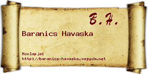 Baranics Havaska névjegykártya